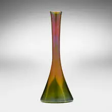 Pulled-feather vase by Tiffany Studios, c. 1914-15, hand-blown Favrile glass, sold Jul 2024
