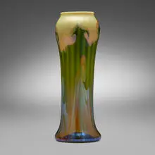 attribution Tiffany Studios, Pulled-feather vase, c. 1910, hand-blown Favrile glass