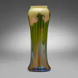 attribution Tiffany Studios, Pulled-feather vase, c. 1910, hand-blown Favrile glass