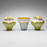 attribution Steuben, Pulled-feather shades, set of three, c. 1910, hand-blown glass