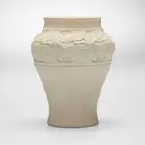 Tiffany Studios, Favrile Pottery vase with leaves, 1904-14, bisque earthenware