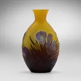 Galle, Mold-blown pillow vase with crocuses, c. 1925, mold-blown glass
