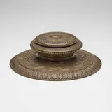 Sunflower inkwell by Tiffany Studios, c. 1910, acid-etched and patinated bronze, sold Jul 2024