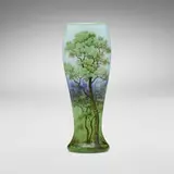 Daum, Scenic vase, c. 1900, acid-etched and enameled glass