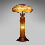 Galle, Large table lamp with violets, c. 1925, acid-etched and internally decorated cameo glass