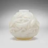 René Lalique, Oléron vase, c. 1927, opalescent glass with gray patina