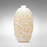 René Lalique, Ronces vase, c. 1921, cased opalescent milky-white glass with sepia patina