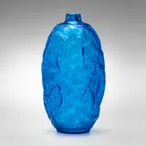 René Lalique, Ronces vase, c. 1921, electric blue glass with white patina