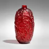 Ronces vase by René Lalique, c. 1921, clear and frosted ruby red glass, sold Jul 2024