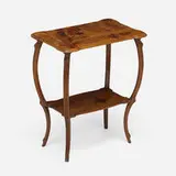 Marquetry table by Émile Gallé, c. 1900, mahogany, mixed wood inlay, sold Jul 2024