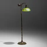 Tiffany Studios, Damascene counterbalance floor lamp, c. 1910, patinated bronze, hand-blown Favrile glass