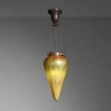Tiffany Studios, Pulled-feather stalactite shade, c. 1899-1900, hand-blown Favrile glass, patinated bronze