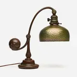 Tiffany Studios, Damascene counterbalance desk lamp, c. 1910, hand-blown Favrile glass, patinated bronze