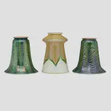 Quezal, Decorated shades, set of three, c. 1910, hand-blown glass