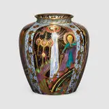 Fairyland Lustre Candlemas vase, pattern Z5157 by Daisy Makeig-Jones for Wedgwood, c. 1925, glazed and gilt porcelain, sold Jul 2024
