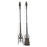 Antique, large fireplace tools, two