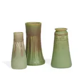 Rookwood Pottery, group of hand-incised matte glazed earthenware vases, three