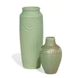 Rookwood Pottery, earthenware vases with incised decoration, two