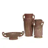 Roseville Pottery, group of Carnelian II earthenware vases, three