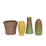 Rookwood Pottery, group of early matte glazed earthenware vases, four