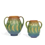 Roseville Pottery, Falline two-handled earthenware vases