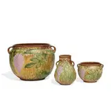 Roseville Pottery, group of Wisteria two-handled earthenware articles, three