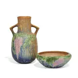 Roseville Pottery, Wisteria earthenware articles, two