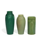 Rookwood Pottery, group of early matte glazed earthenware vases, three