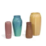 Rookwood Pottery, group of matte glazed earthenware vases, four