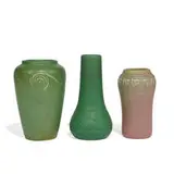 Rookwood Pottery, group of matte glazed earthenware vases, three