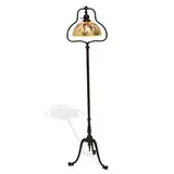The Handel Lamp Co., floor lamp: shade with a pair of Scarlet Macaws perched on a grape vine, #6853