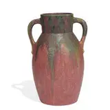 Roseville Pottery, tall Carnelian II twin-handled earthenware vase