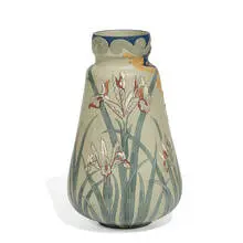Mettlach, vase with colorful iris decoration, model number 2422, Germany