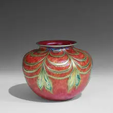 Daniel Lotton, vase decorated with iridescent stylized swags and leaves