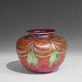 Daniel Lotton, vase decorated with iridescent stylized swags and leaves