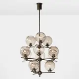Holger Johansson, chandelier, 1952, blown glass, patinated metal