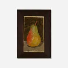 Pear by Robert Kulicke, 1957, oil on panel, sold Jan 2020