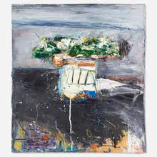 Untitled (000345) by Robert Baribeau, 1997, oil, acrylic and collage on canvas, sold Jan 2020