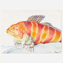 Makiko Nagano, Untitled (Fish), 1988, watercolor on paper