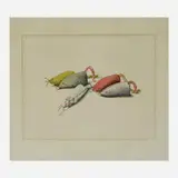 Dalia Ramanauskas, 5 Catnip Mice, c. 1970, Ink on paper