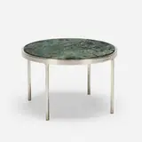 attribution Nicos Zographos, occasional table, c. 1985, polished aluminum, marble, steel