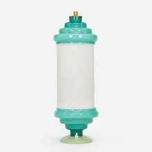 Arredoluce, table lamp, c. 1960, glass, frosted glass, brass, enameled aluminum