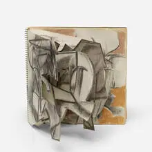 Untitled (sketchbook) by Claire Falkenstein, charcoal and mixed media in spiral bound sketchbook, sold Jan 2020