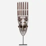 Bamana, ntomo mask, carved and painted wood, metal