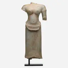 Khmer Style, Baphuon style female deity, carved stone