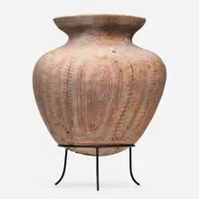 vessel by Ban Chiang Style, earthenware with buff slip and red oxide decoration, sold Jan 2020