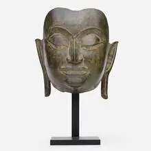 Thai, Buddha head, bronze, mother of pearl