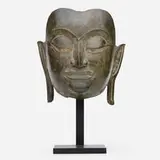 Thai, Buddha head, bronze, mother of pearl