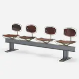 Beaubourg Trellis seating from the Centre Georges Pompidou by Michel Cadestin and Georges Laurent, 1977, enameled steel, zinc-plated steel, leather, sold Jan 2020