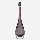 Mezza Filigrana bottle with stopper, model 4331 by Paolo Venini, 1956, zanfirico glass with twisted amethyst canes, sold Jan 2020